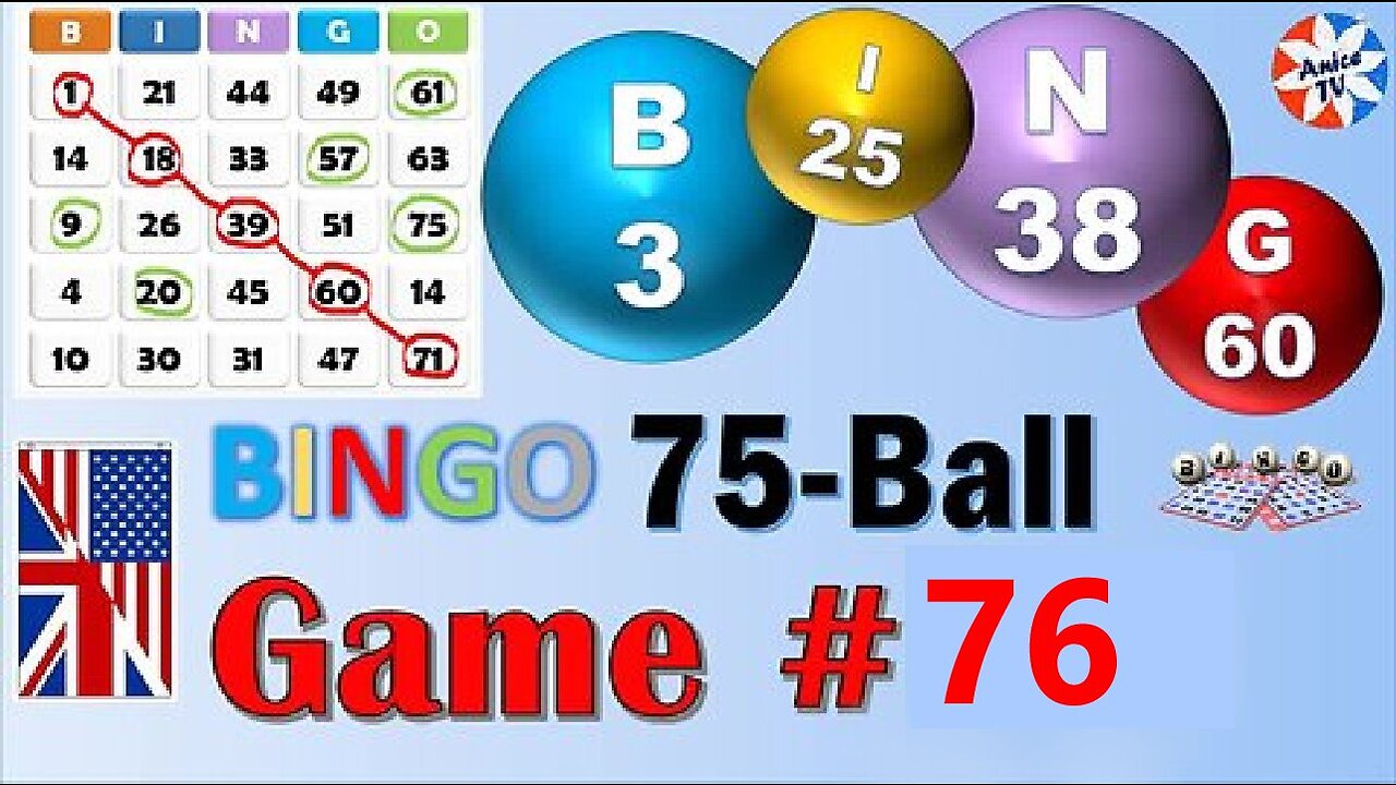 75 Ball - BINGO Caller - Game#76 - English American