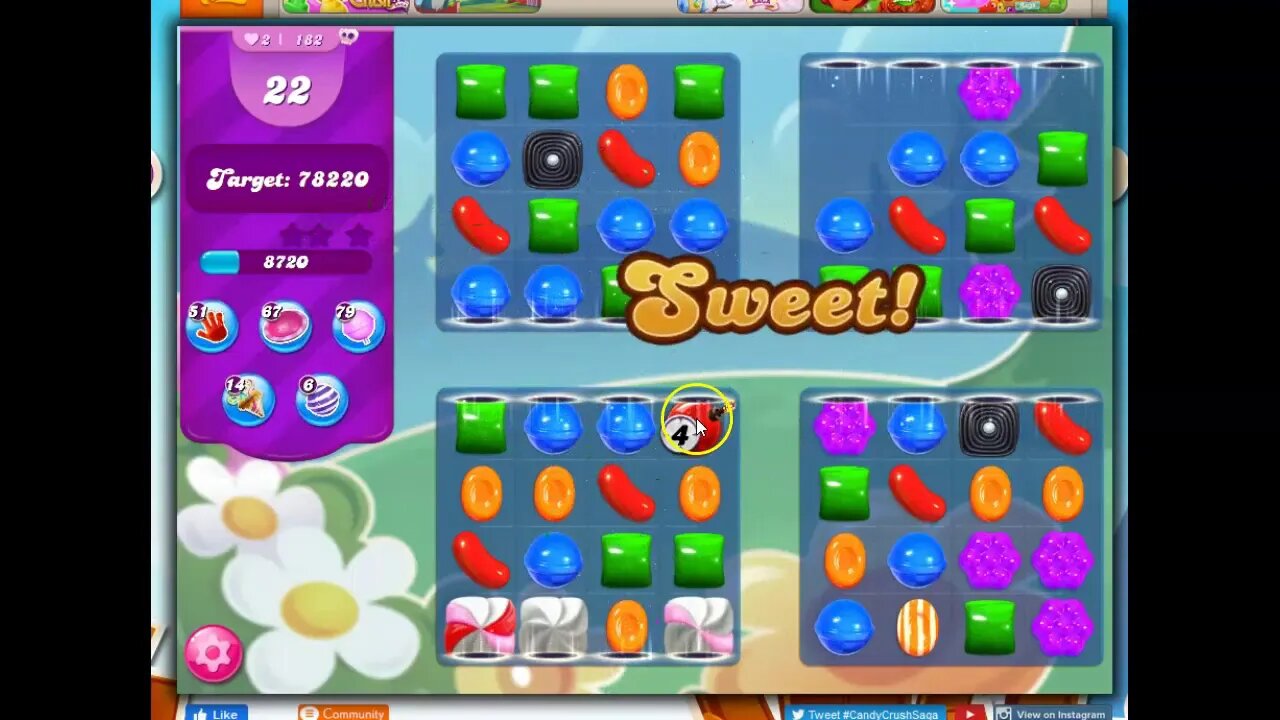 Candy Crush Level 182 Talkthrough, 30 Moves 0 Boosters