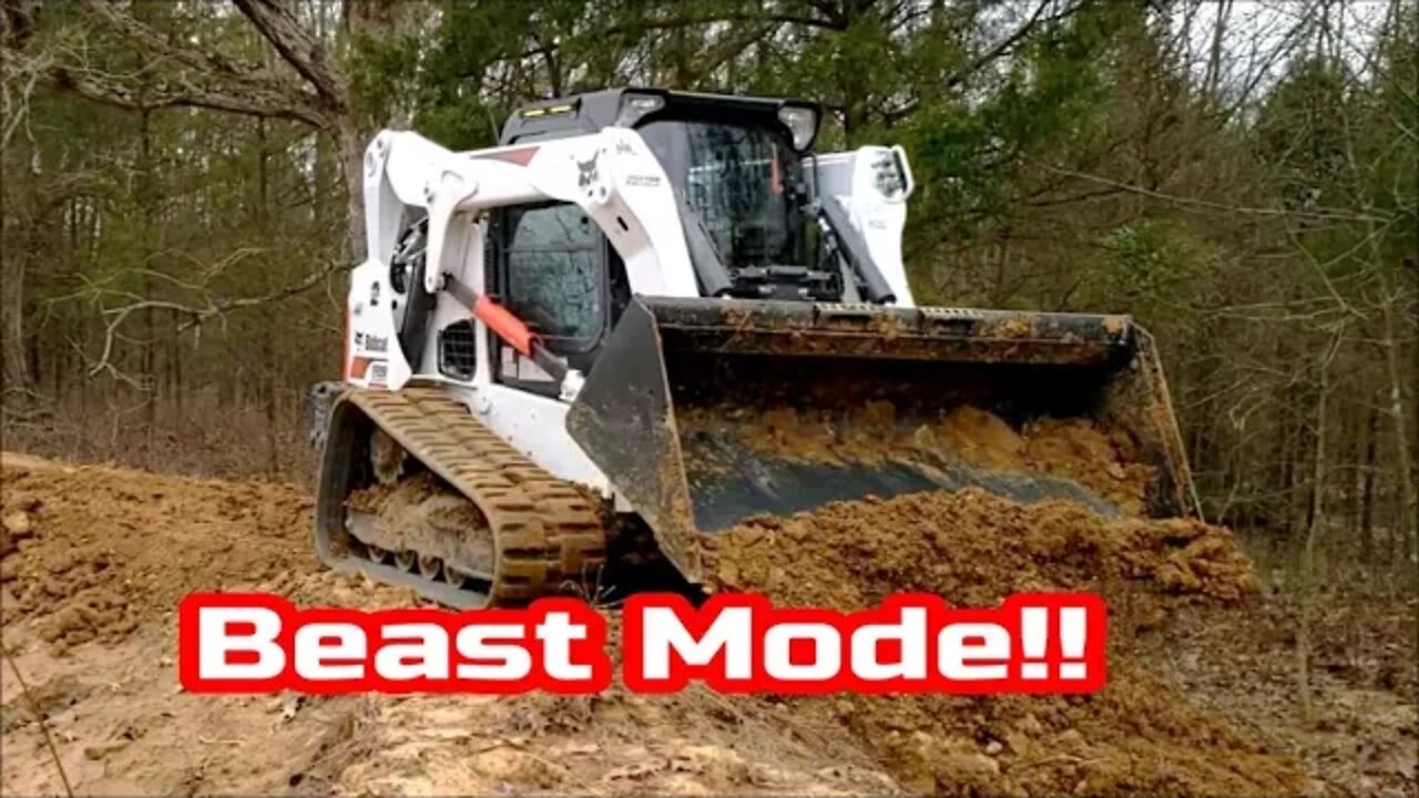 Building budget duck impoundment pond dam with Bobcat Y650 CTL/MTL