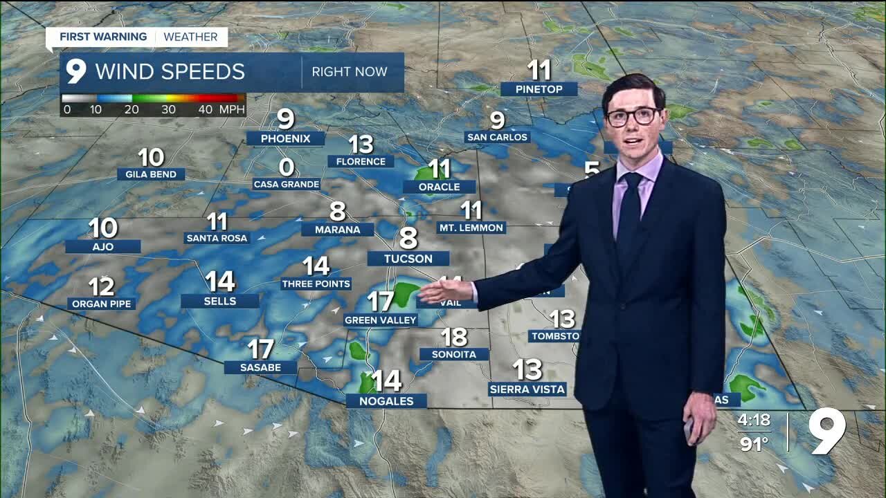 Storm chances continue into the evening for southern Arizona