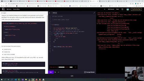 Learning C++ (functions, string manipulation, switch statement) Day 3