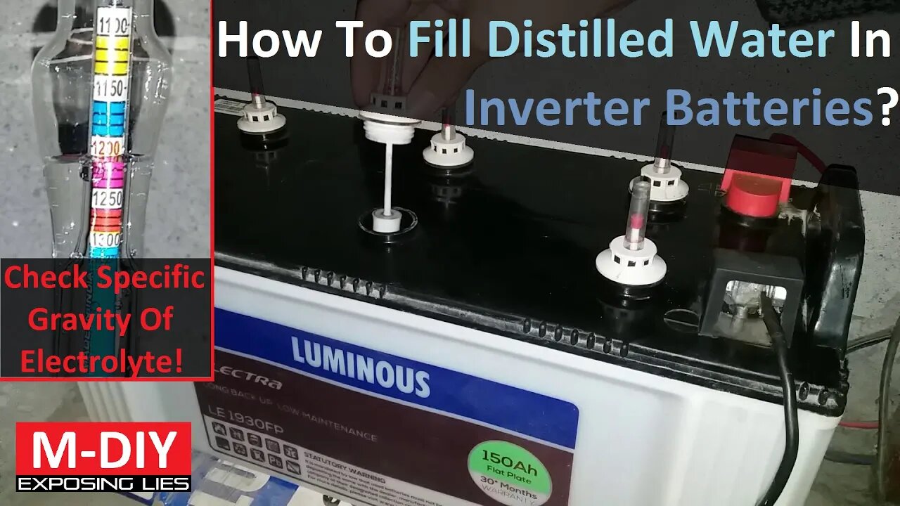 How To Fill Distilled Water & Check Specific Gravity Of Electrolyte In Inverter Batteries??? |Hindi]