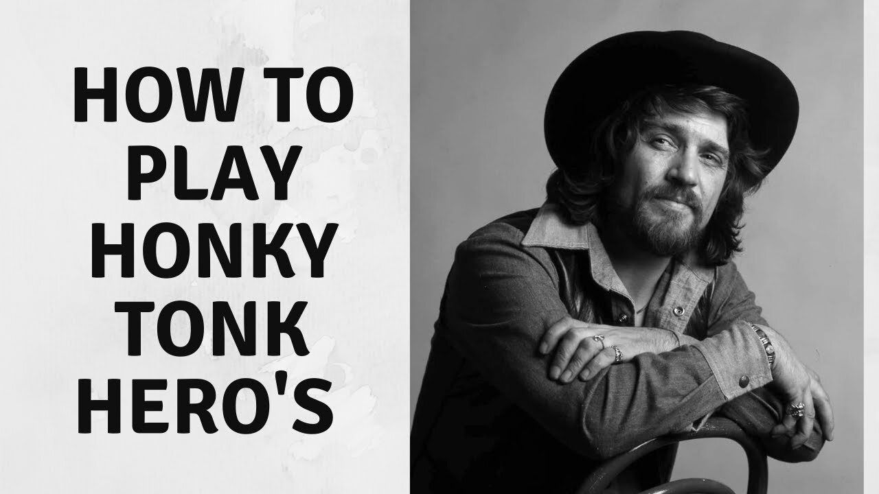 How to "Play Honky Tonk Heroes" intro by Waylon Jennings acoustic guitar lesson.