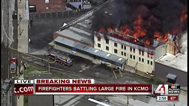 Crews battling large fire in KCMO