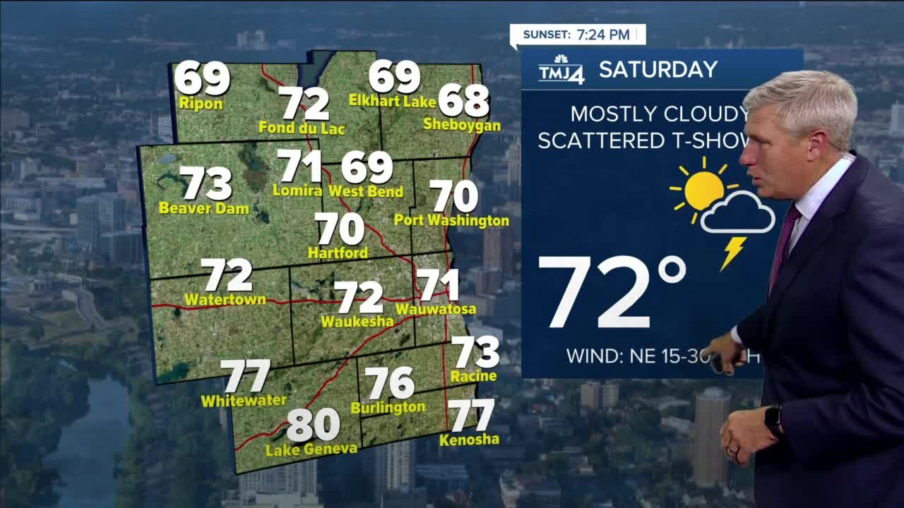 Windy Saturday with scattered midday showers