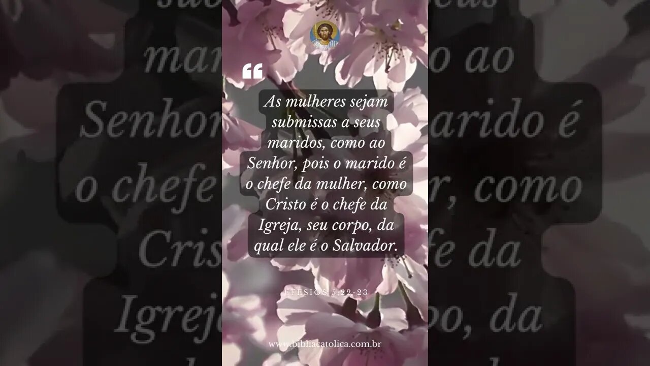 Efésios 5,22-23 - As mulheres sejam submissas a seus maridos, como ao Senhor, pois o marido é o...