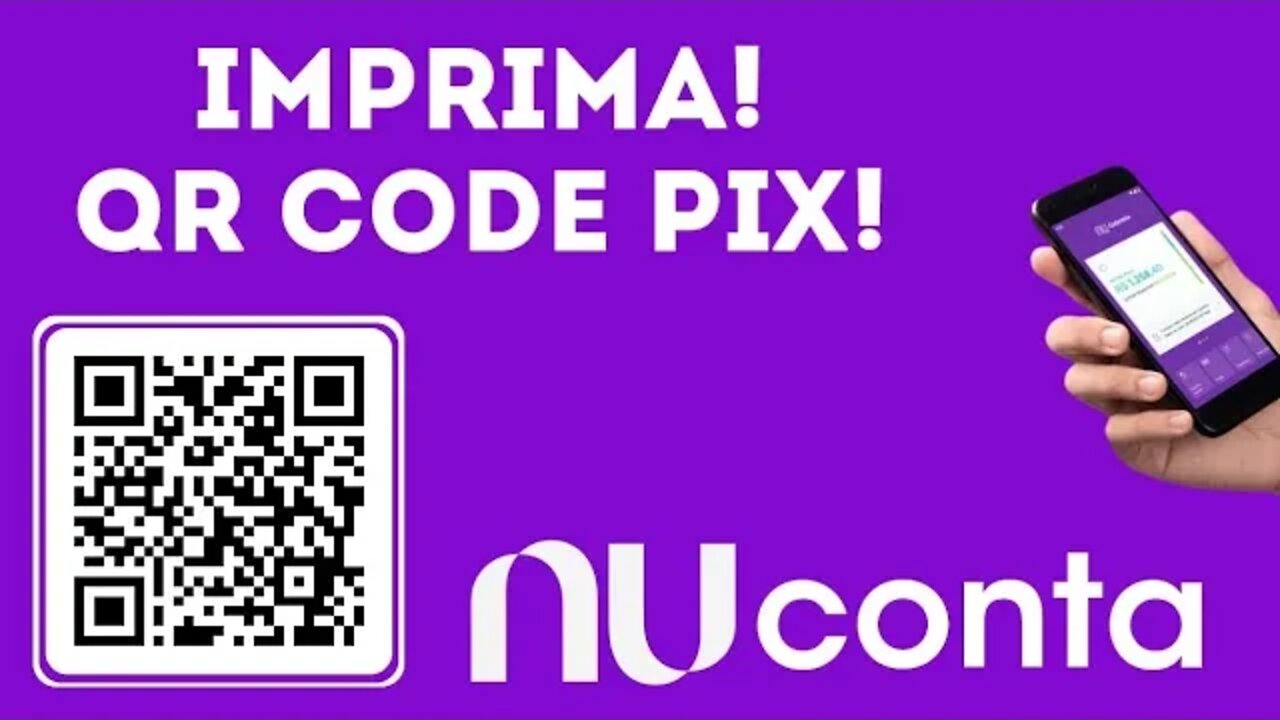 QR CODE PIX, NUCONTA PJ! Não tem validade! Gere o código, faça o print e imprima!