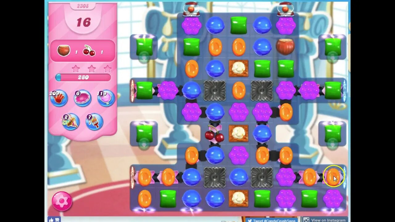 Candy Crush Level 2308 Audio Talkthrough, 1 Star 0 Boosters