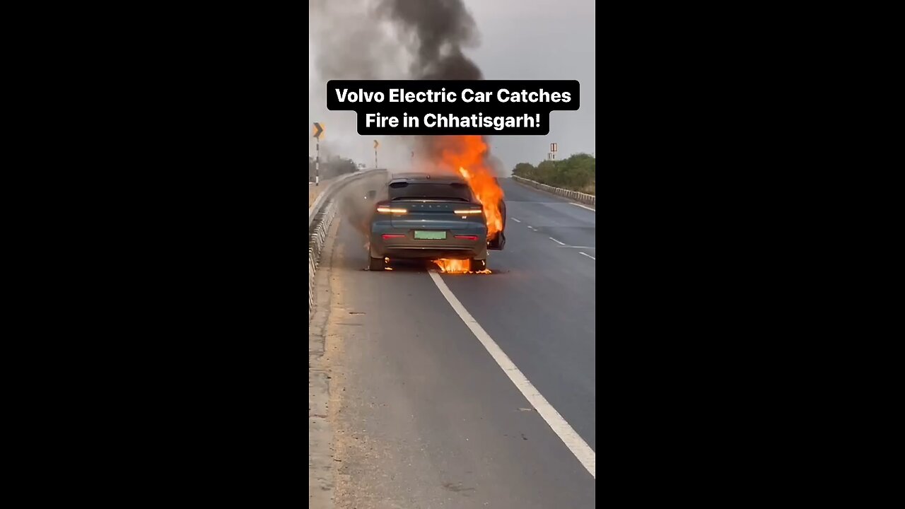 Volvo electric car caught in fire while driving