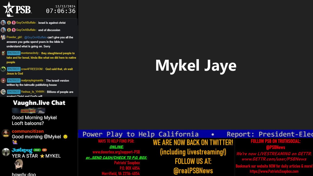 2024-12-12 07:00 EST - Patriots Soapbox AM: with MykelJaye