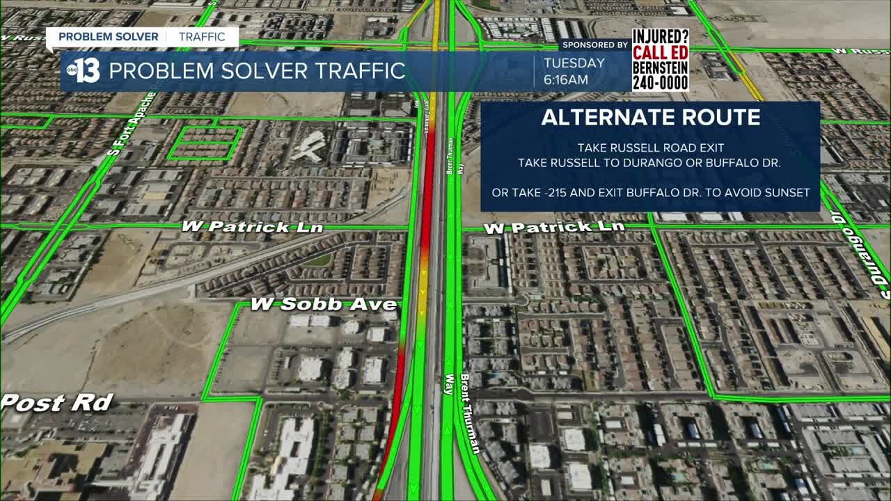 Police activity reported on western beltway of I-215, near Sunset Rd.