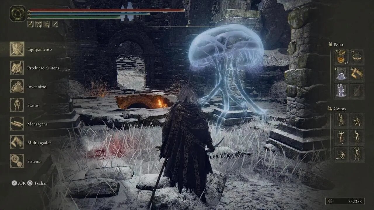 ELDEN RING Localização do Talismã Lâmina Pedrilhante Primordial (puzzle da água-viva)