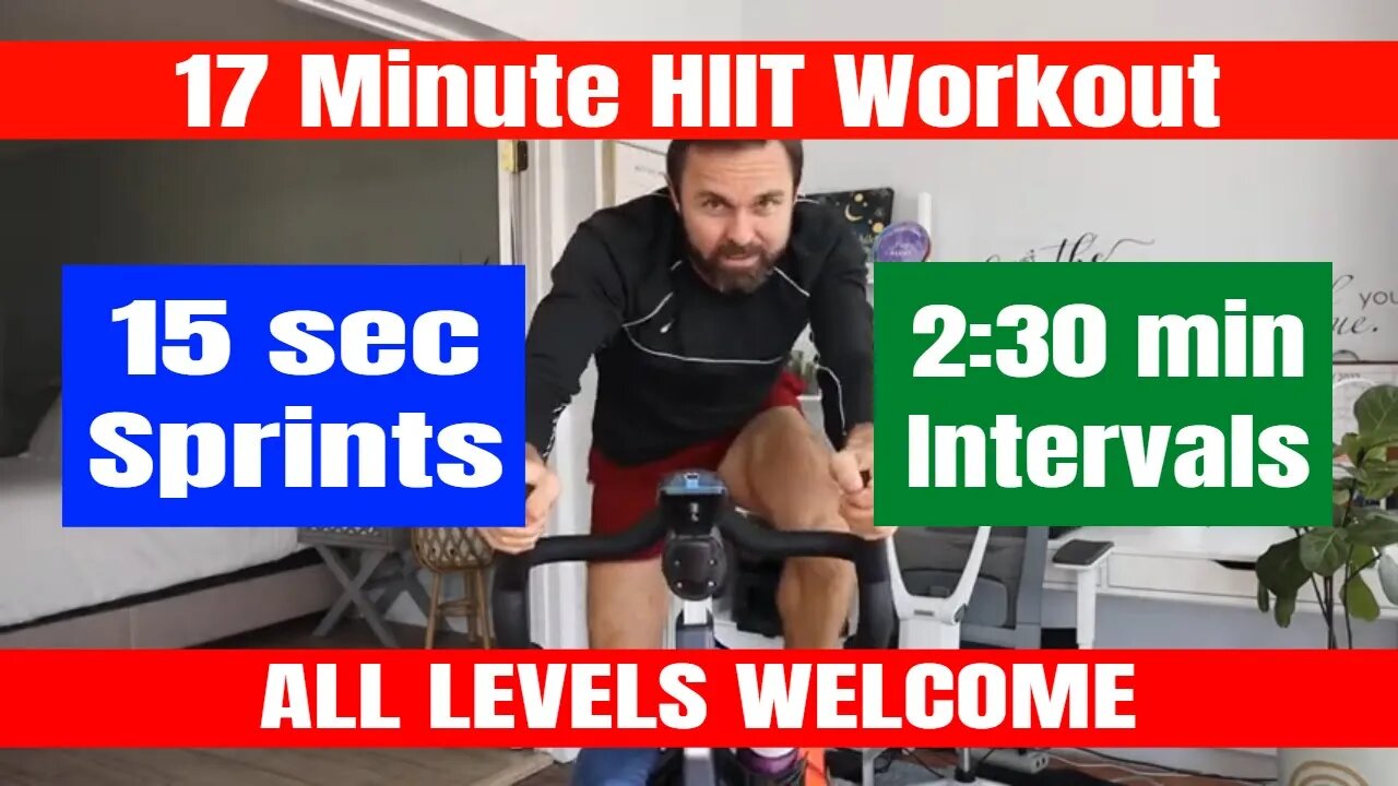 Spin Class - 17 Minute Indoor Cycling HIIT Workout - 15 Second Sprints