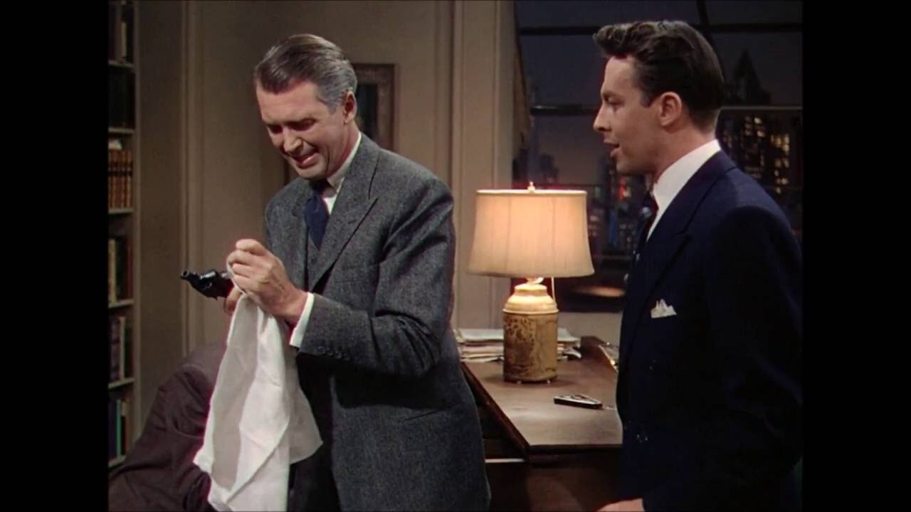 Rope (1948) James Stewart Suspects
