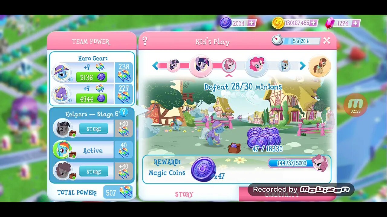 The Great and Powerful Roxy has defeated three Twilights! / But now she must deal with Pinkie!