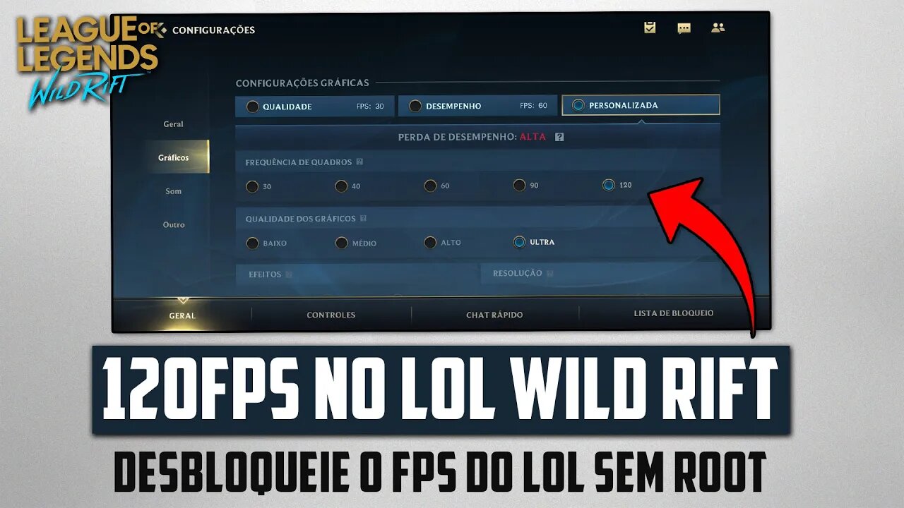 COMO DESBLOQUEAR OS 120FPS NO LOL WILD RIFT! - FPS EXTREMO para LoL Wild Rift SEM ROOT!