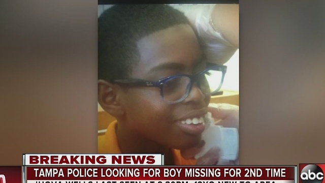 Tampa police looking for boy missing for second time