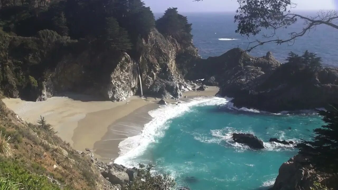 3 Hour Relaxing Video of a Waterfall on an Ocean Beach at Sunset