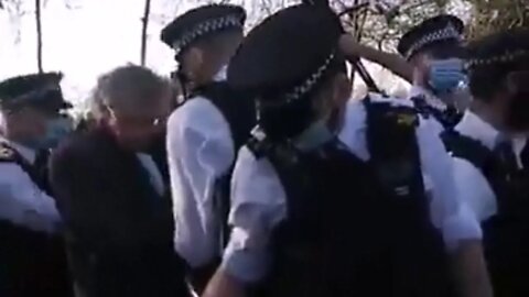 Moment when Piers Corbyn is arrested in Bishops Park