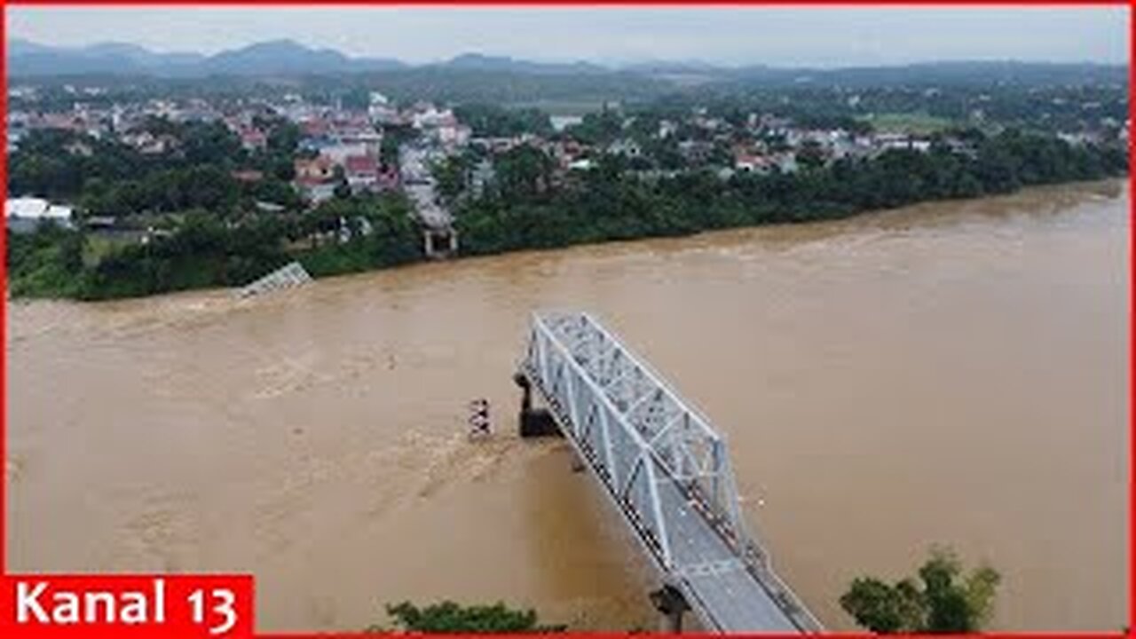 Bridge collapses as floods triggered by Typhoon Yagi rise in northern Vietnam