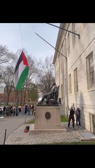 Harvard lowers U.S. Flag, Raises HAMAS Flag