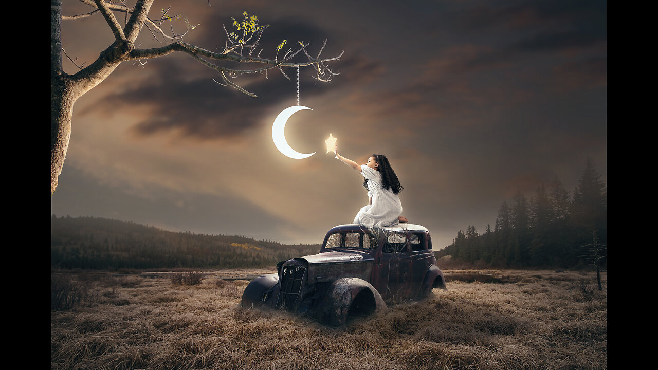 Dramatic Moon Night With Girl Photoshop Manipulatio