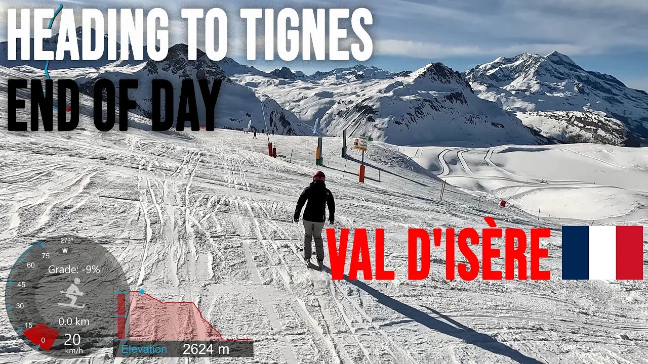 [4K] Skiing Val d'Isère, Heading to Tignes - End of Day and Getting Lost, France, GoPro HERO11