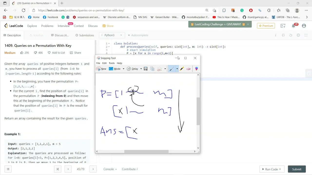 1409 Queries on a Permutation With Key