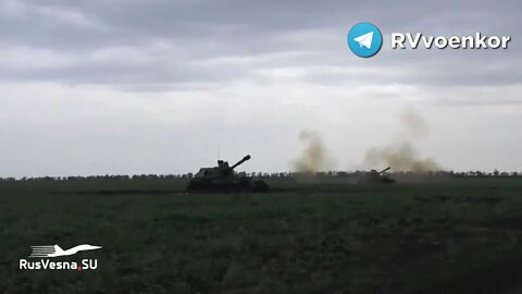 Russian 2S3 "Acacia" Fire At Positions Of Ukrainian Artillery Within Minutes Of Them Receiving Fire