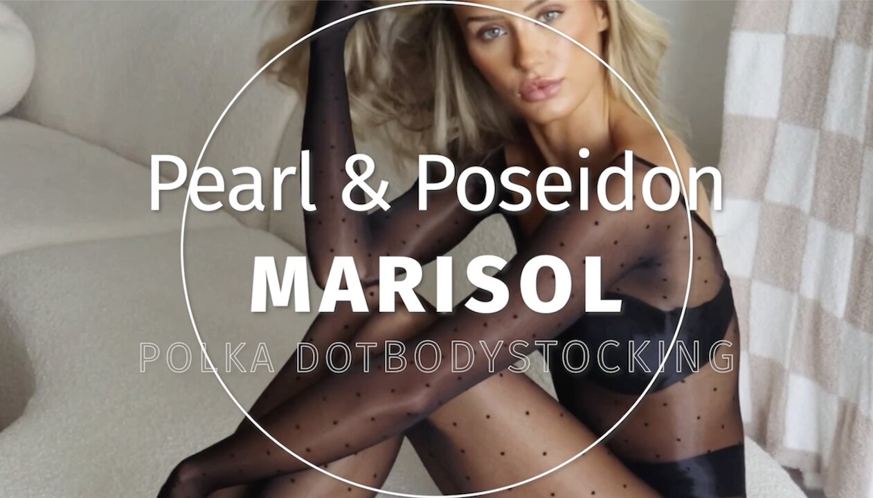 Pearl & Poseidon Marisol - Shiny Full Polka Dot Bodystocking In Open & Sheer Toe