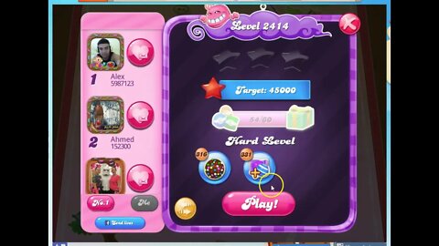 Candy Crush Level 2414 Audio Talkthrough, 2 Stars 0 Boosters
