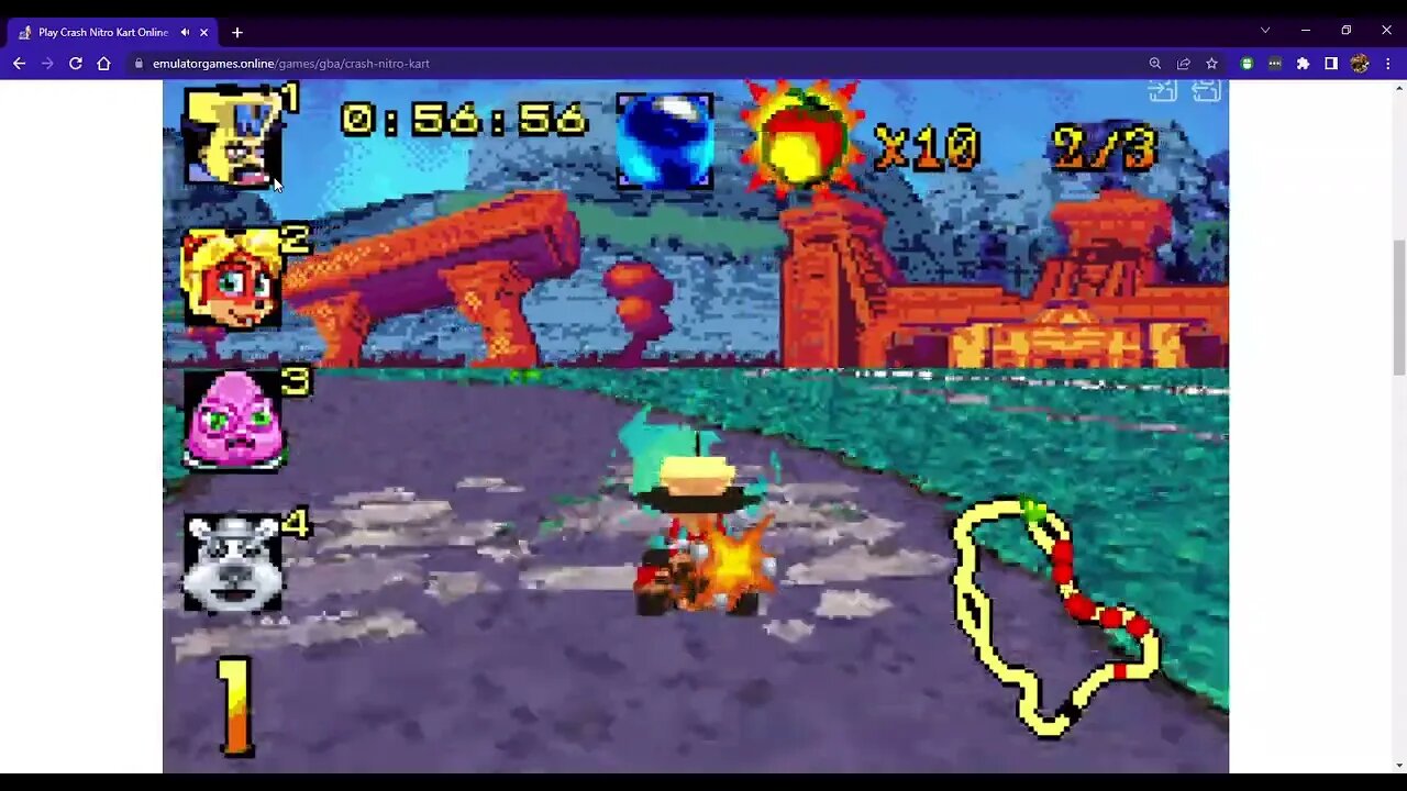 Crash Nitro Kart (GBA) - Terra Track 3: Tiny's Temple Gameplay