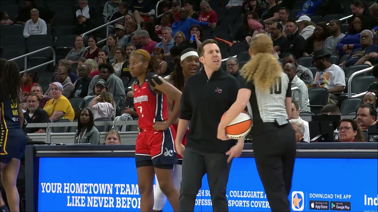 Coach LOSES IT On Ref & Gets Called For Technical Foul | Washington Mystics vs Indiana Fever #WNBA