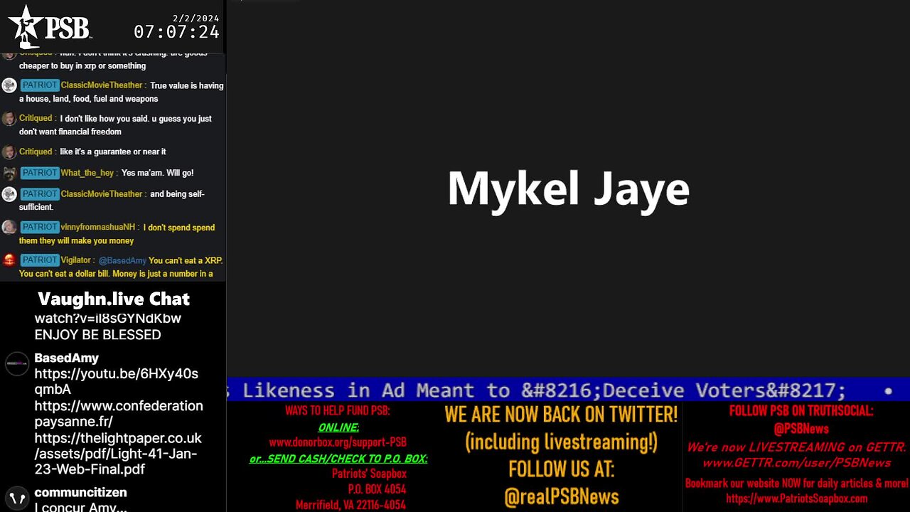 2024-02-02 07:00 EST - Patriots Soapbox AM: with MykelJaye, SkyeBreeze