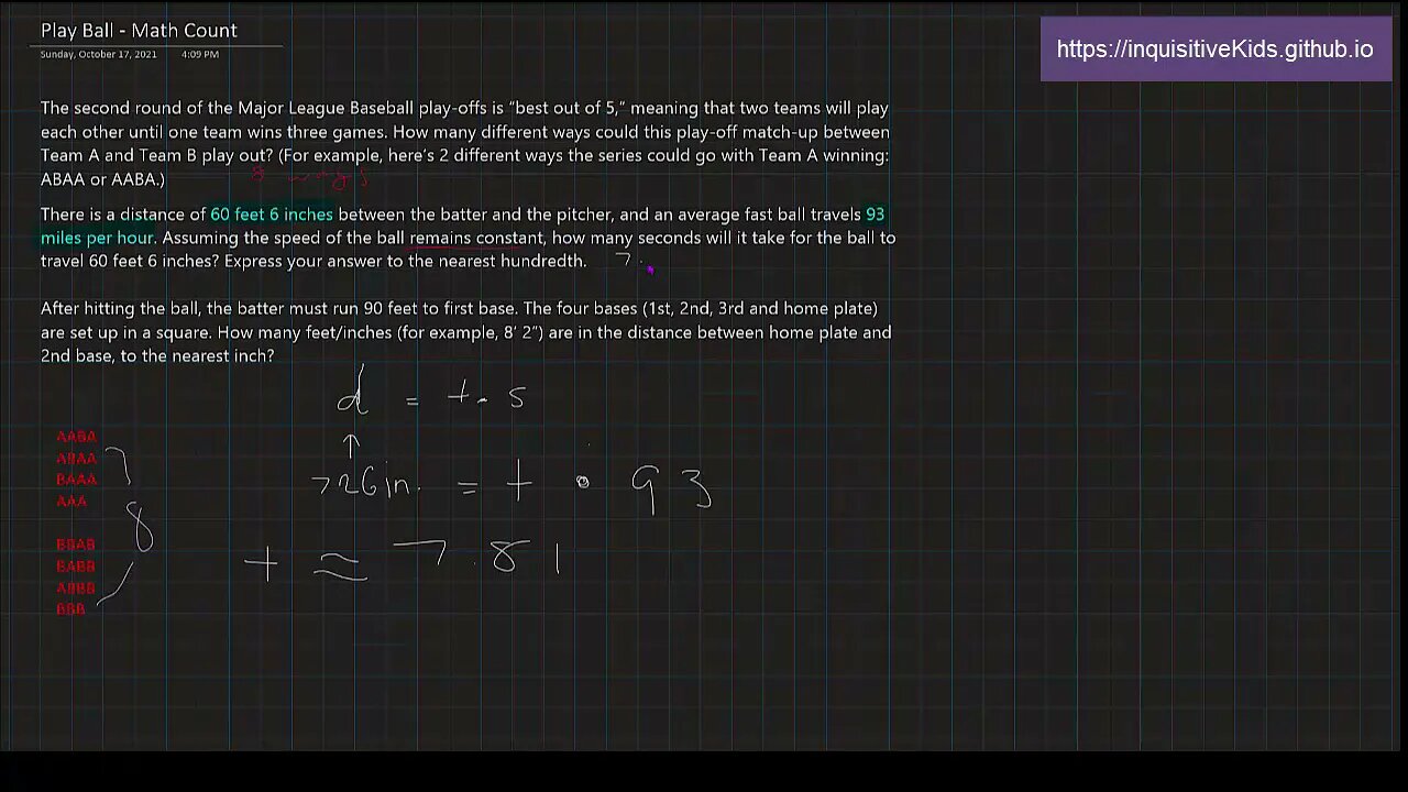 Play Ball - Math Count