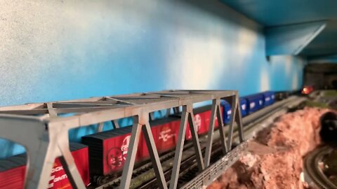 N Scale race across a bridge