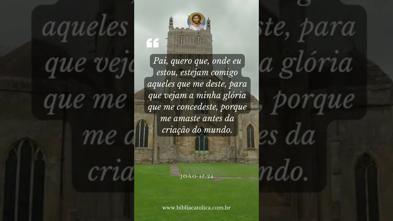 João 17,24 - Pai, quero que, onde eu estou, estejam comigo aqueles que me deste, para que vejam a mi