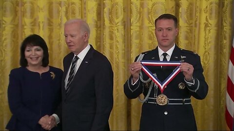 Joe Biden Grabs Hand Of Science Medal Recipient, Then Doesn't Let It Go