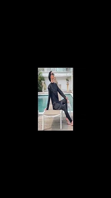BUSHRA Burkini Long Mujer Muslim Swimwear 3 PCS Abaya Dubai Arabic Women Swimsuits #Shorts