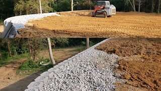 Week #2 Update: VRBO Rustic Cabin in the Woods Build Project; Geogrid retaining wall complete