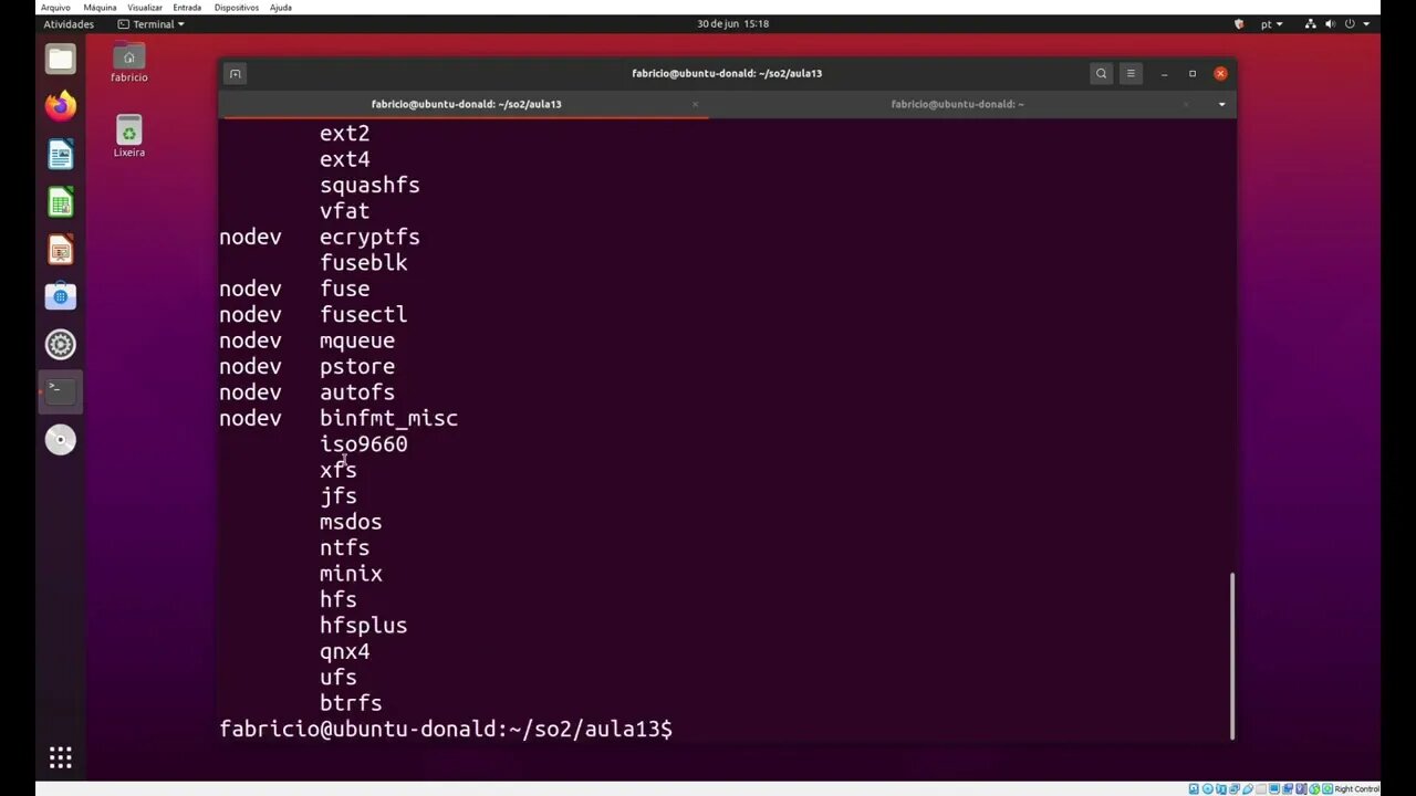 Obtendo a Lista de Sistemas de Arquivos Conhecidos pelo Linux com /proc/filesystems