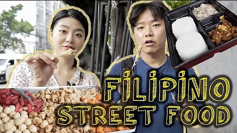 Koreans try filipino STREET FOOD!! / 필리핀 대학가 길거리 음식 먹어보기