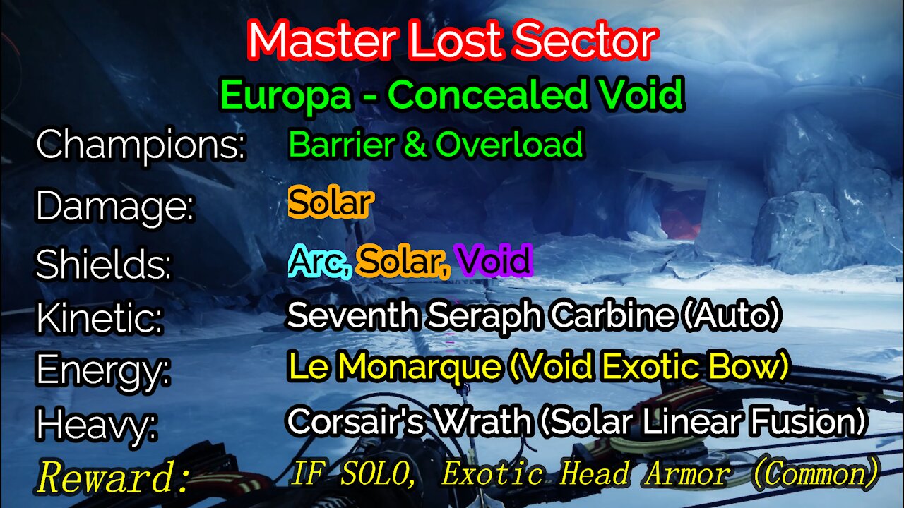 Destiny 2 Master Lost Sector: Europa - Concealed Void 1-1-22