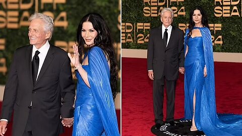 Catherine Zeta-Jones Glows in Royal Blue at Film Festival with Michael Douglas