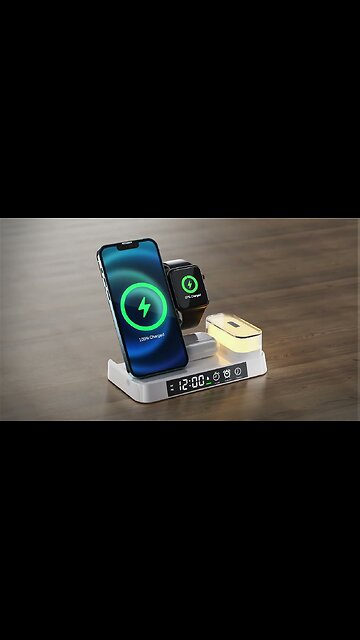 5 in 1 for charging iPhone_AirPods_Apple Watch with alarm _ iLoungeMax 4-in-1 Foldable Station