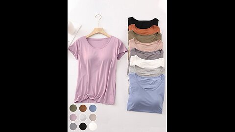 ⭐️ Women Plain Crew Neck Casual Short Sleeve T-shirt, Activity Daily, Medium Elasticity