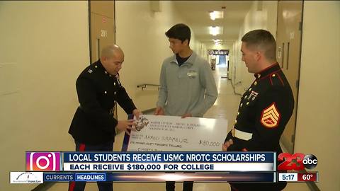 Two local high school students each receive $180,000 college scholarship from US Marines