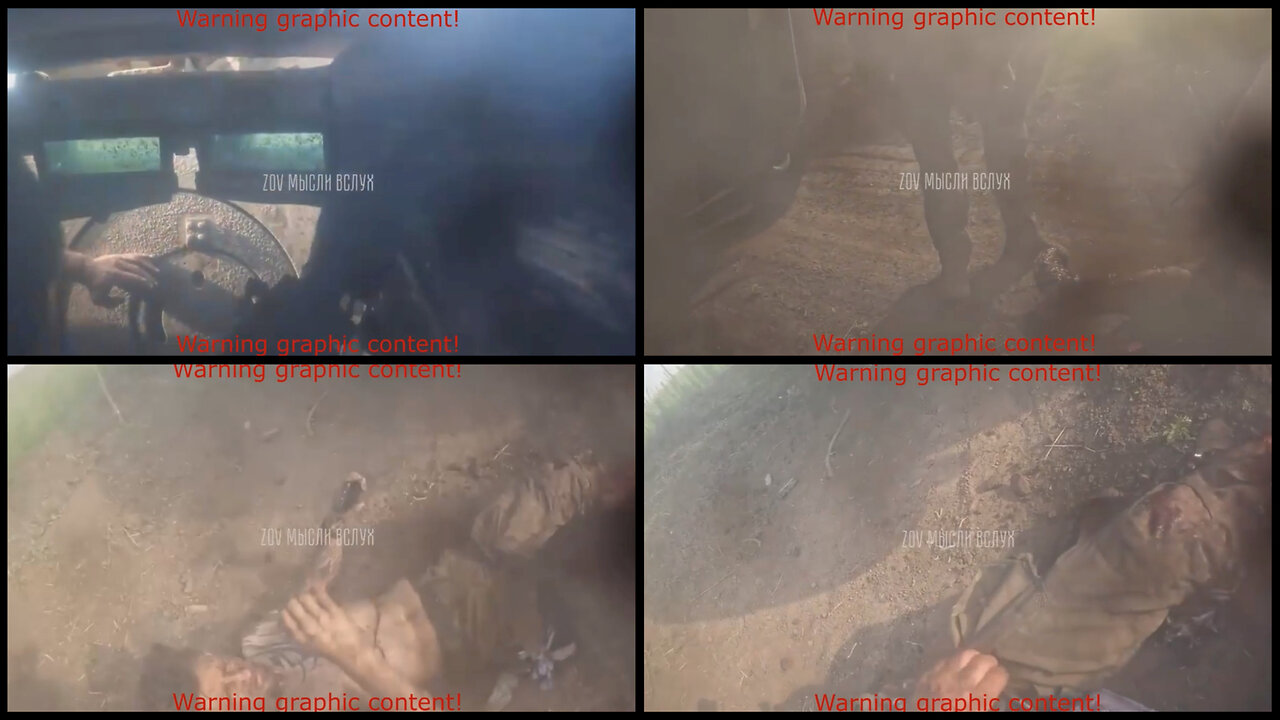 Ukrainian soldiers trying to escape from a damaged Bradley FV