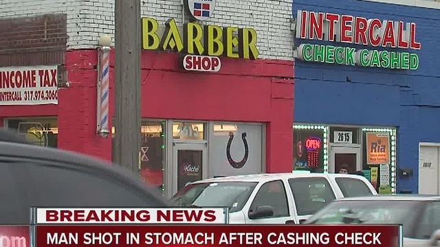Man shot in stomach after cashing check in Indianapolis