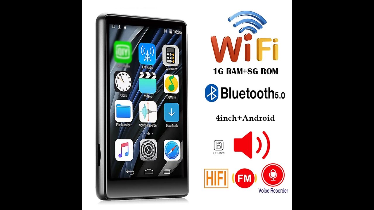 Portable WiFi Bluetooth MP4 MP3 Player 4.0 Inch Full Touch Screen HiFi Sound Mp3 Music Player FM